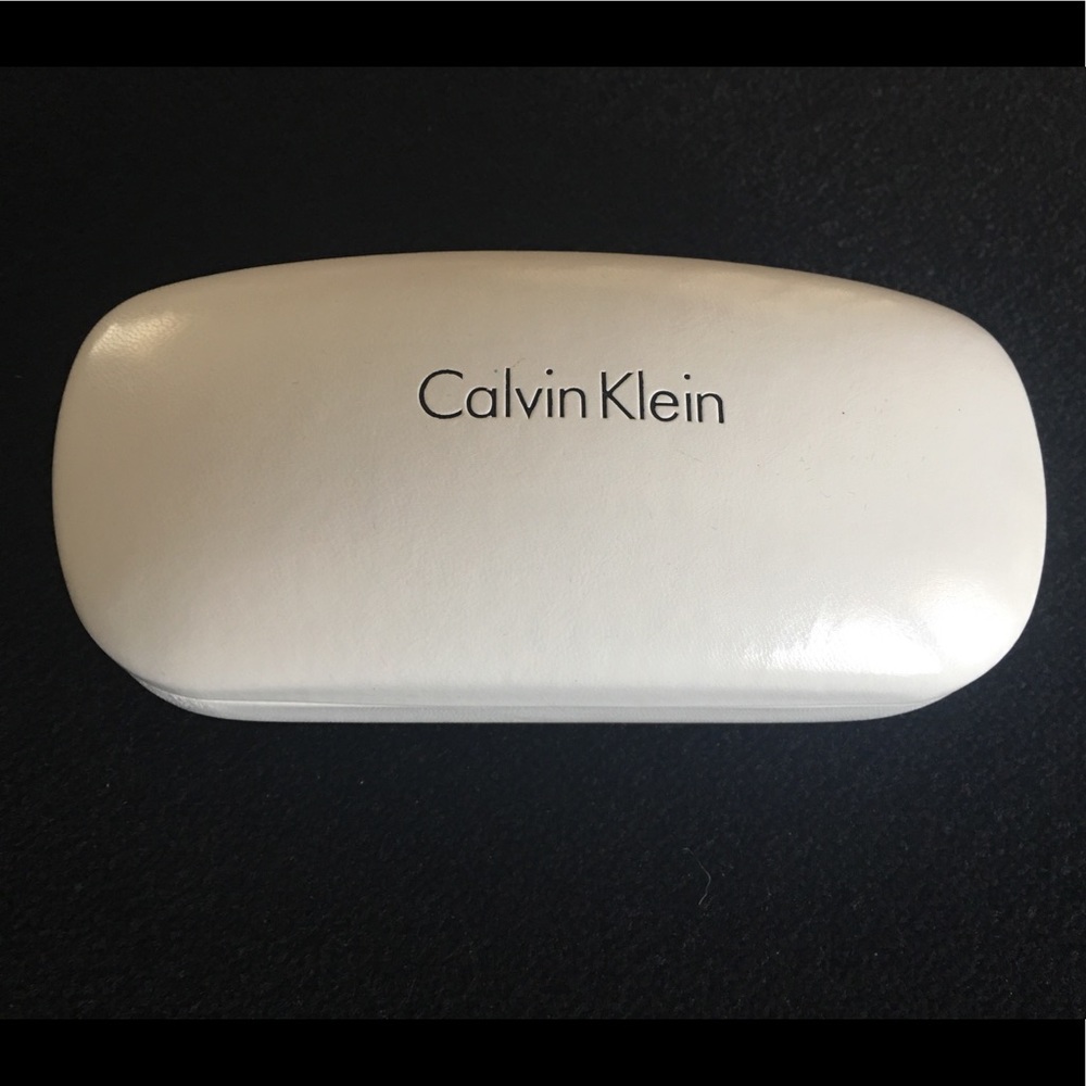 Calvin Klein white leather Eyeglass Case